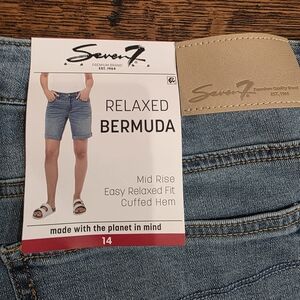 Seven7 Women's Relaxed Bermuda Shorts - Denim Blue